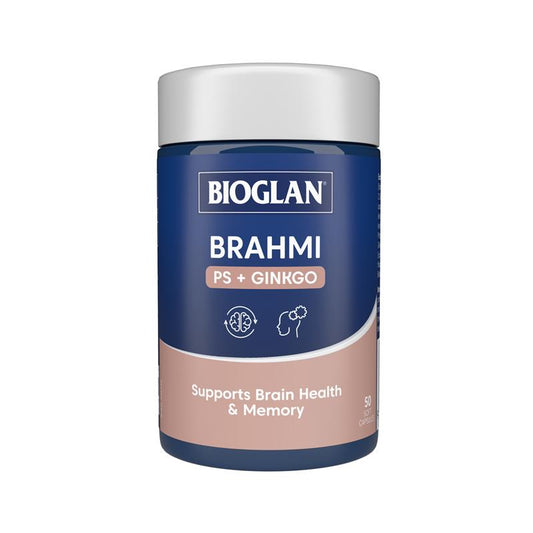 Bioglan Brahmi + PS + Ginkgo Focus 50 Capsules - Support Your Brain Health - Auzzistore