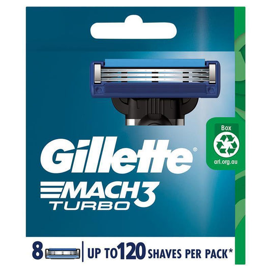 Gillette Mach3 Turbo 3D Replacement Cartridges - 8 Pack