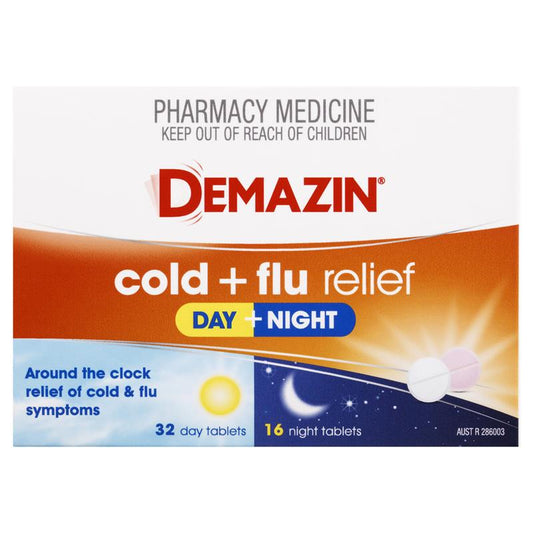 Demazin Cold & Flu Relief Day + Night - 48 Tablets - Auzzi Store