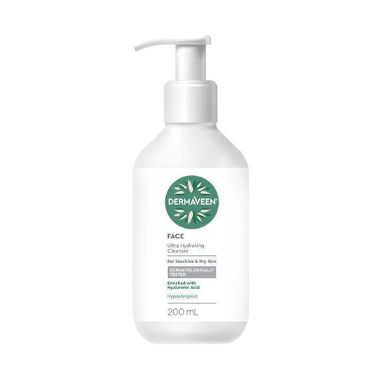 DermaVeen Face Ultra Hydrating Cleanser 200ml - Gentle Care for Sensitive Skin