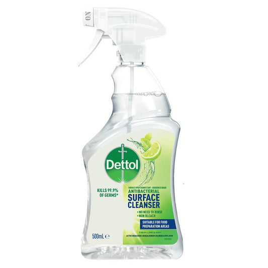 Dettol Surface Cleanser Antibacterial Lime & Mint Trigger 500ml - Powerful Germ Protection