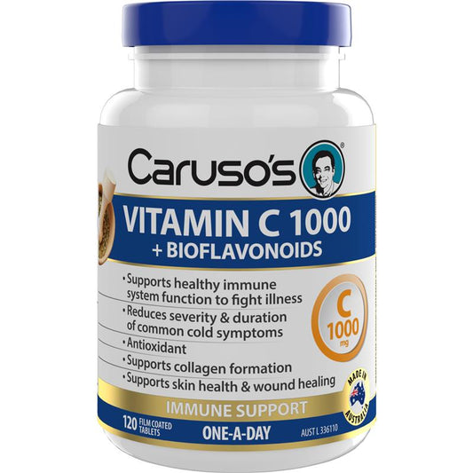 Carusos Vitamin C 1000mg + Bioflavonoids & Rosehips - 120 Tablets - Auzzistore