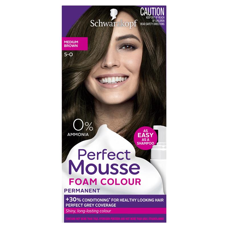 Schwarzkopf Perfect Mousse 5-0 Medium Brown - Long-Lasting Hair Color-Auzzi Store