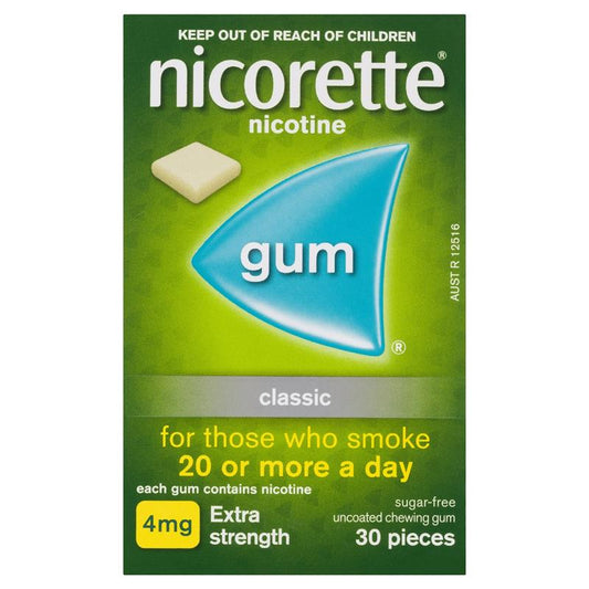 Nicorette Quit Smoking Extra Strength Nicotine Gum Classic - 30 Pack-Auzzi Store