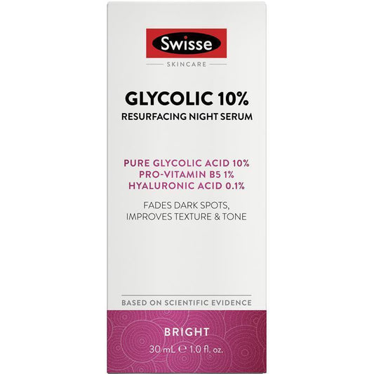 Swisse Skincare Glycolic 10% Resurfacing Night Serum - 30ml