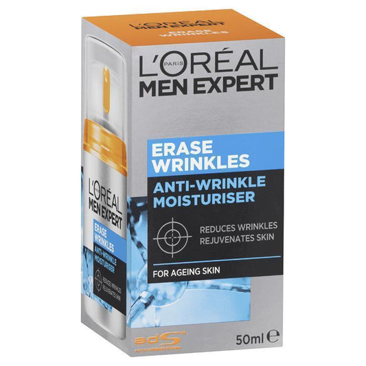 L'Oreal Men's Expert Erase Wrinkles Moisturising Cream - 50ml-Auzzi Store