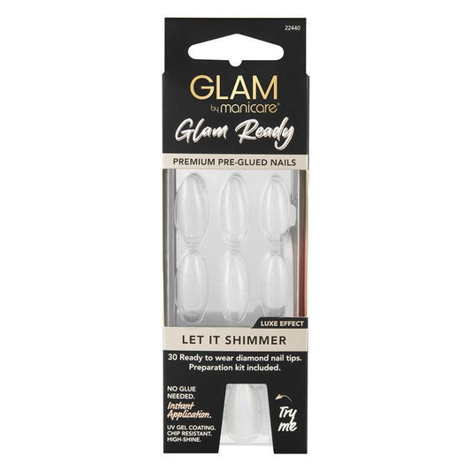 Glam By Manicare Glam Ready Pre-Glued Nails Let It Shimmer - 30 Pieces