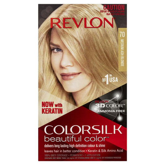 Revlon ColorSilk 70 Medium Ash Blonde - Ammonia-Free Hair Color-Auzzi Store