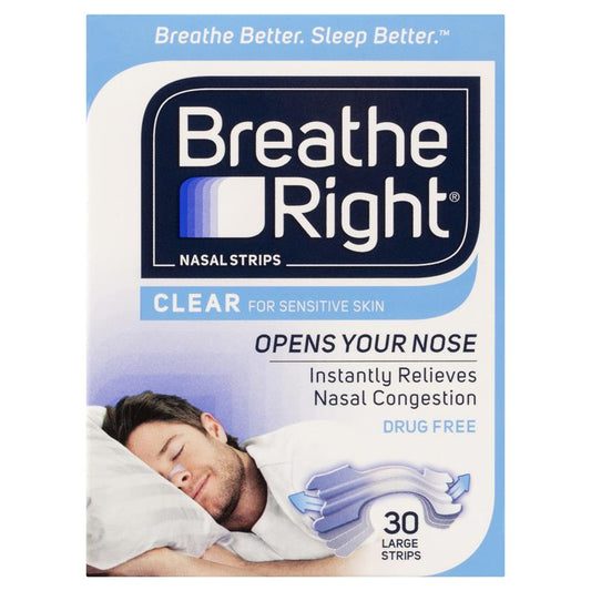 Breathe Right Clear Large Nasal Congestion Strips - 30 Count-Auzzi Store