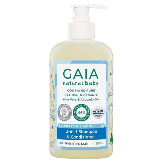 Gaia Natural Baby 2 in 1 Shampoo and Conditioner - 500ml - Gentle & Natural Formula