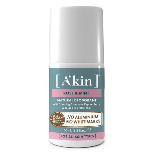 Akin Rose & Mint Natural Roll-On Deodorant 65ml