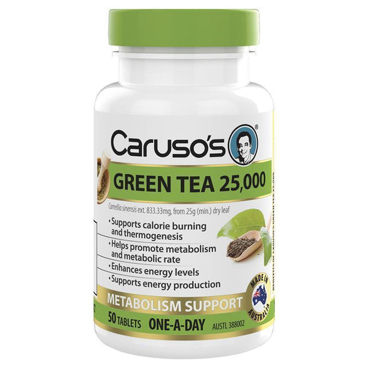 Caruso's One a Day Green Tea 50 Tablets - Metabolism & Energy Booster - Auzzi Store