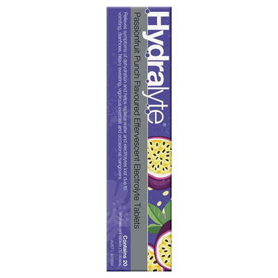 Hydralyte Electrolyte Effervescent Tablets - Passionfruit Punch Flavor (20 Tablets)