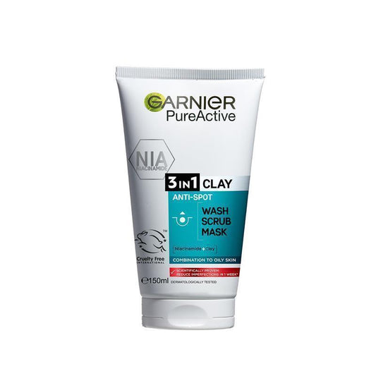 Garnier SkinActive Pure Active 3 in 1 Wash, Scrub & Mask - 150mL-Auzzi Store