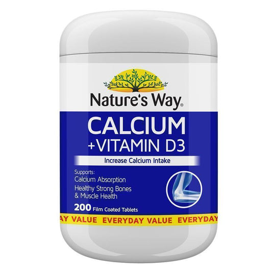 Nature's Way Calcium + Vitamin D3 200 Tablets - Essential Support for Strong Bones
