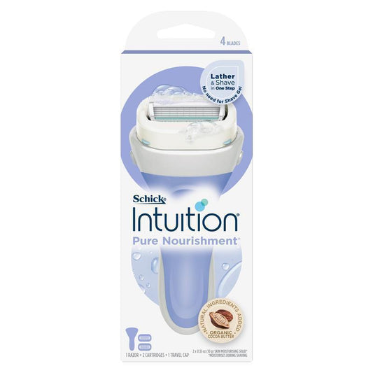 Schick Intuition Pure Nourishment Kit - 1 Razor Handle, 2 Cartridges, 1 Travel Cap-Auzzi Store