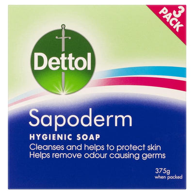 Dettol Sapoderm Antibacterial 3 Pack Soap, 375g, for Acne & Oily Skin