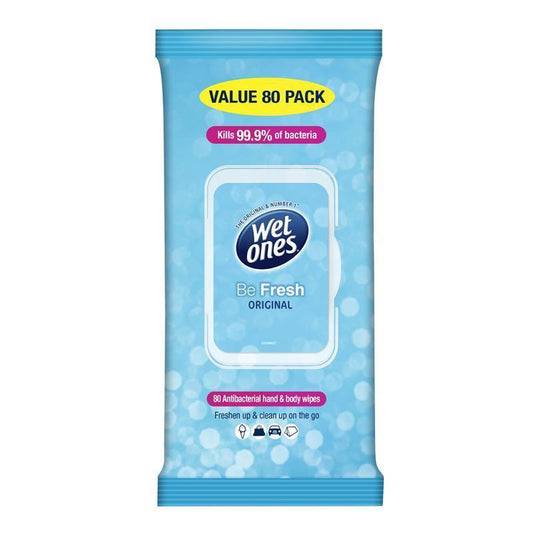 Wet Ones Be Fresh Antibacterial Wipes 80 Pack - On-the-Go Cleanliness