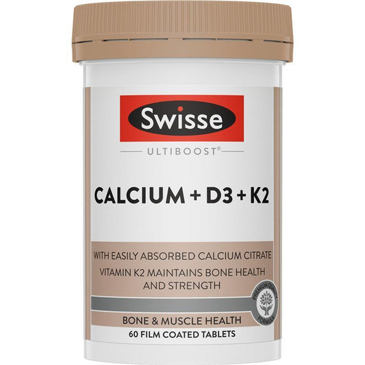 Swisse Ultiboost Calcium + D3 + K2 Tablets - 60 Count for Bone Health-Auzzi Store