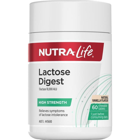 Nutra-Life Lactase Digest Chewable Tablets 60 Count – 10,000 ALU, Vegetarian
