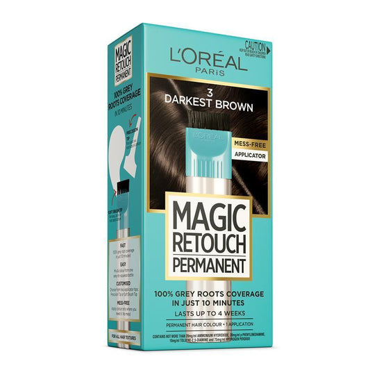 L'Oreal Paris Magic Retouch Permanent 3 Darkest Brown - 100% Grey Coverage in 10 Minutes