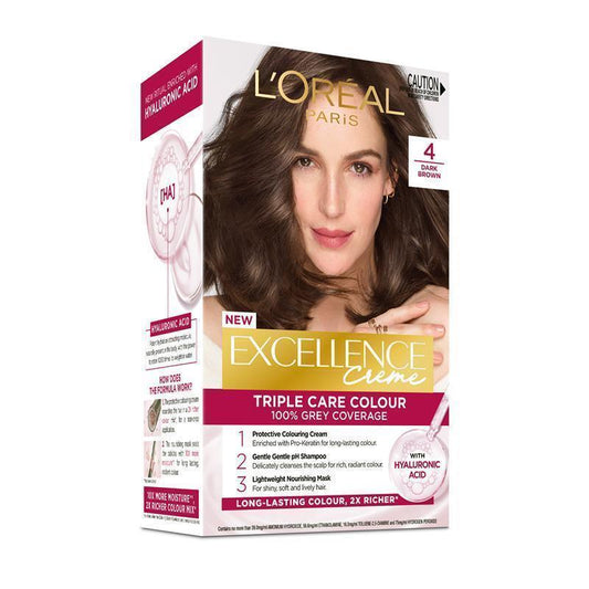 L'Oreal Excellence Creme 4 Dark Brown Hair Colour - 1 Unit - Auzzi Store