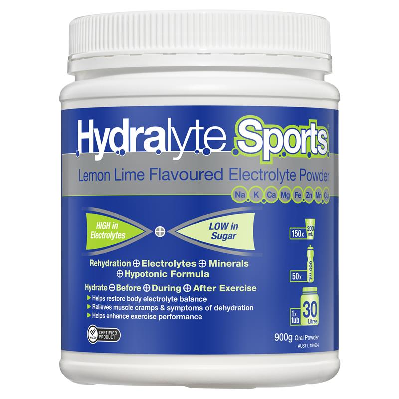 Hydralyte Sports Lemon Lime Electrolyte Powder 900g Tub - Auzzi Store