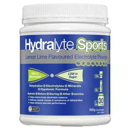 Hydralyte Sports Lemon Lime Electrolyte Powder 900g Tub - Auzzi Store