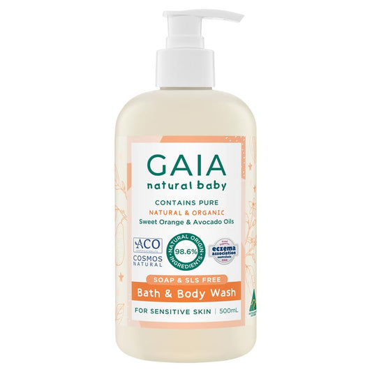 Gaia Natural Baby Bath & Body Wash 500ml Pump - Gentle & Organic-Auzzi Store