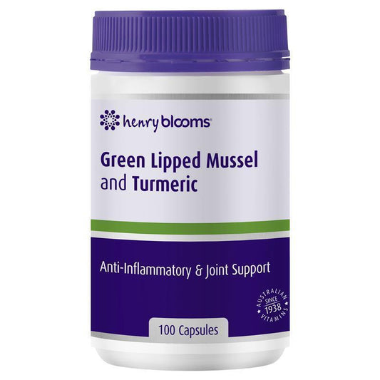 Henry Blooms Green Lipped Mussel 500mg with Turmeric 1500mg - 100 Vege Capsules for Joint Health-Auzzi Store