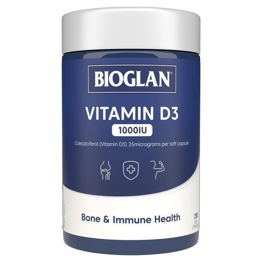 Bioglan Vitamin D3 1000IU, 250 Soft Capsules for Bone & Immune Support