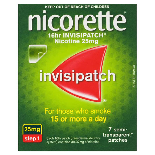 Nicorette Quit Smoking Nicotine 16 Hour Invisipatch Step 1 25mg 7 Pack - Start Your Journey-Auzzi Store