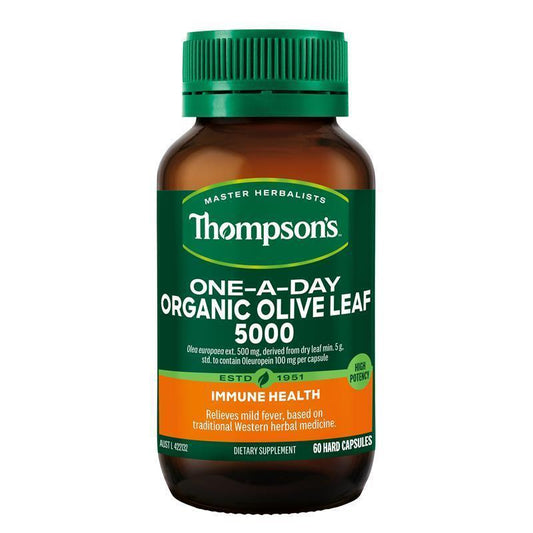 Thompson's Organic Olive Leaf Capsules - One-A-Day, 60 Count - Auzzistore