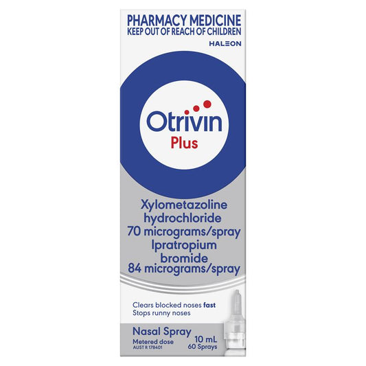 Otrivin Adult Plus Nasal Spray 10ml - Dual-Action Relief for Blocked Noses-Auzzi Store