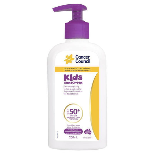 Cancer Council SPF 50+ Kids Sunscreen 200ml Finger Pump-Auzzi Store