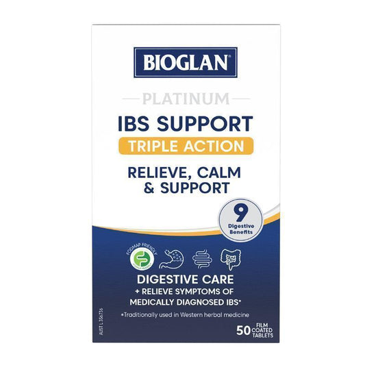 Bioglan Platinum IBS Support with Glutamine & Herbs, 50 Tablets