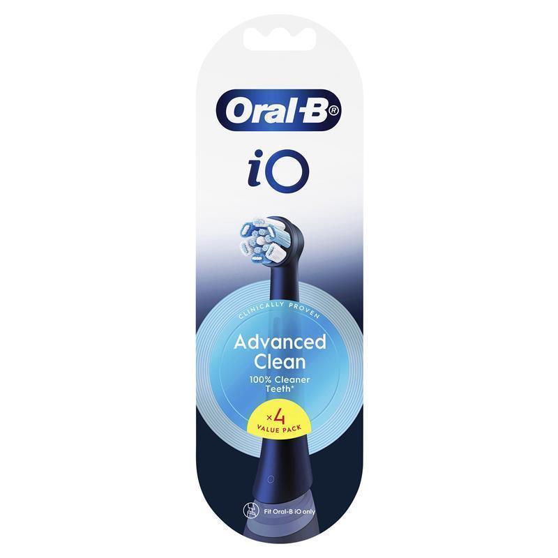 Oral-B iO Advanced Clean Electric Toothbrush Refills - Black, 4 Pack