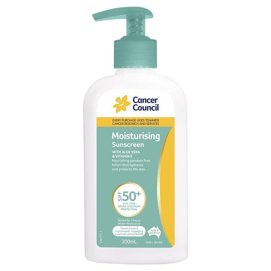 Cancer Council SPF 50+ Moisturising Sunscreen - 200ml Pump - Auzzi Store