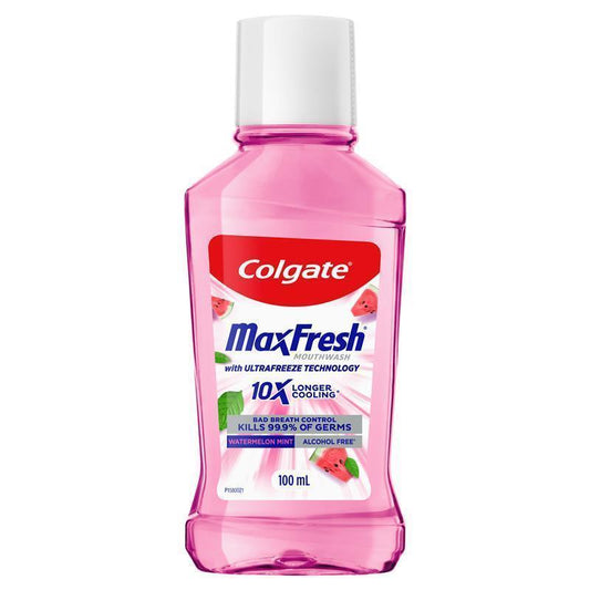 Colgate Max Fresh Watermelon Mouthwash 100ml - Alcohol-Free Freshness-Auzzi Store
