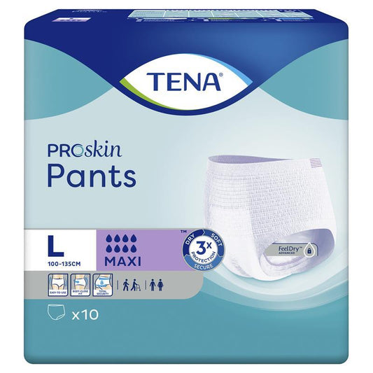 TENA ProSkin Maxi Incontinence Pants Large 10 Pants, Absorbent, Odor Control