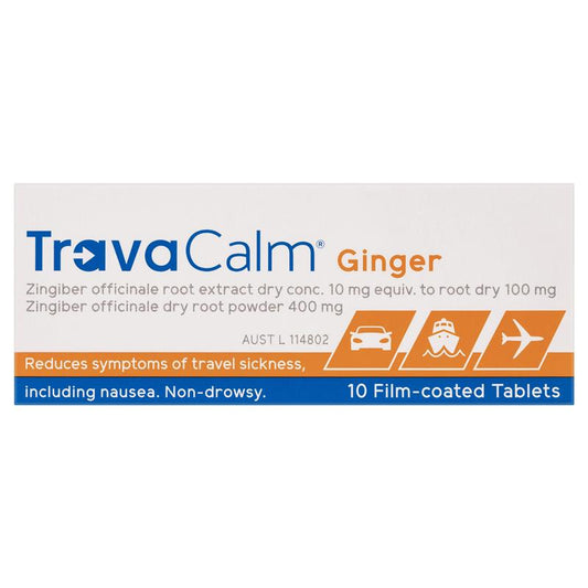 Travacalm Ginger Tablets - 10 Count for Natural Travel Relief-Auzzi Store
