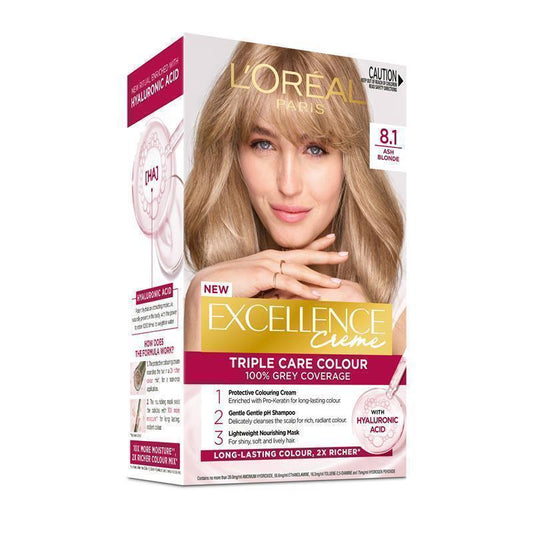 L'Oreal Excellence Creme 8.1 Ash Blonde Hair Colour - 1 Pack - Auzzi Store