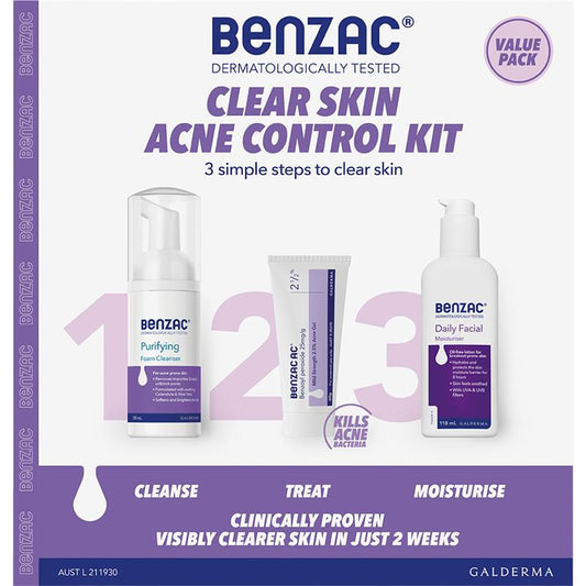 Benzac Acne Control 3 Step Starter Kit (50g + 130mL + 118mL) – view 2