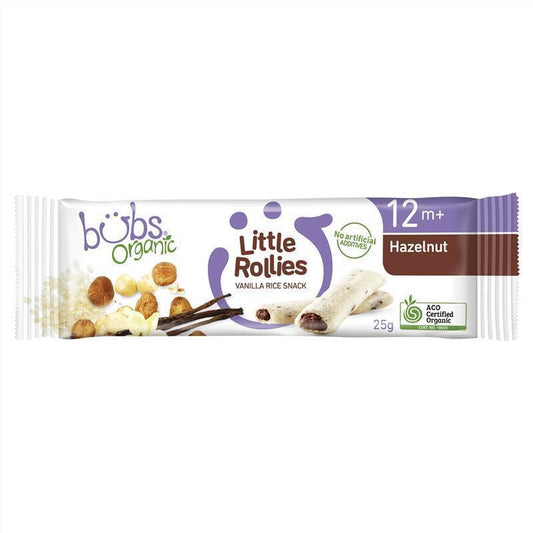Bubs Organic Little Rollies Hazelnut Snack for 12 Months+ - 25g - Auzzi Store