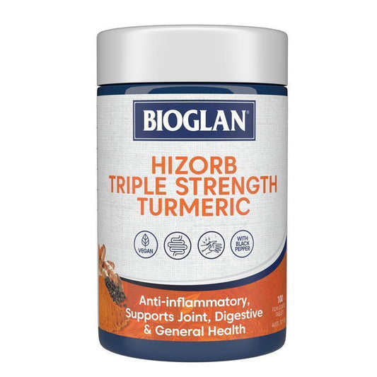 Bioglan Hi-Zorb Triple Strength Turmeric 100 Tablets - Enhanced Absorption - Auzzi Store