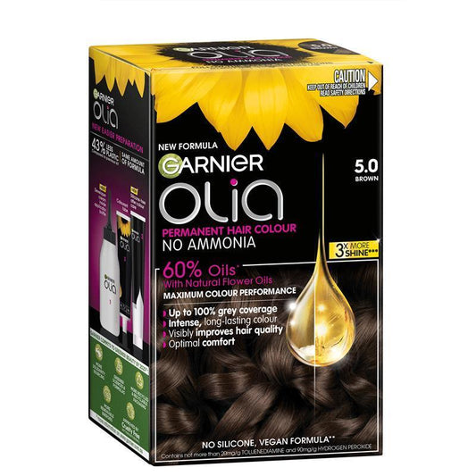 Garnier Olia 5.0 Brown Permanent Hair Colour - Ammonia-Free with 60% Oils