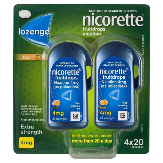 Nicorette Quit Smoking Extra Strength Nicotine Lozenge - Fruitdrops 4mg (80 Pieces) - Auzzi Store