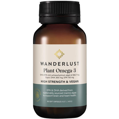 Wanderlust Plant Omega 3 60 Capsules - Vegan Heart and Brain Health