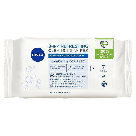 NIVEA 3in1 Refreshing Cleansing Wipes for Normal & Combination Skin - 7 Pack-Auzzi Store