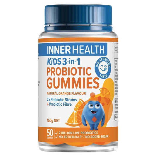 Inner Health Kids 3 in 1 Probiotic Gummies 50 Pack - Fun Gut Health Support